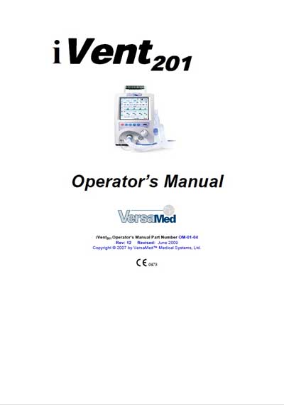 Инструкция оператора Operator manual на iVent 201 - Rev. 12 2009 [VersaMed]