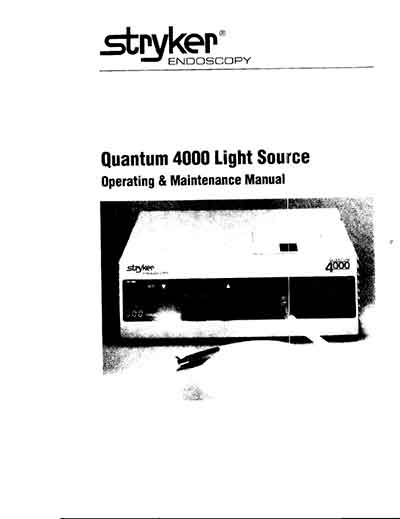 Инструкция по эксплуатации Operation (Instruction) manual на Источник света Quantum 4000 Light Source [Stryker]