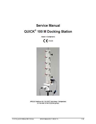 Сервисная инструкция, Service manual на Разное Установочная станция Docking station Argus Quick 100M