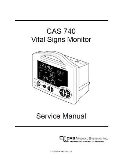Сервисная инструкция Service manual на 740 Vital Signs Monitor Rev 00 7/03 (Casmed) [---]