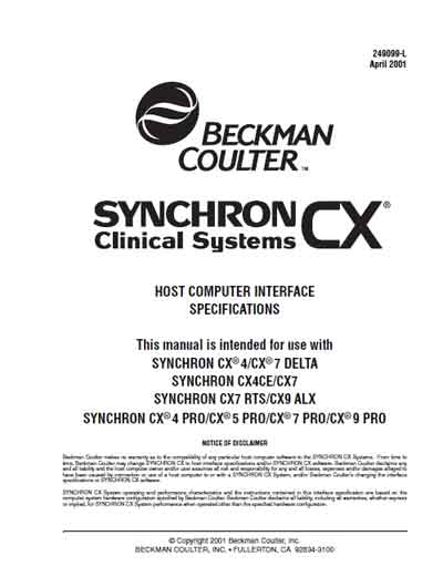 Техническая документация, Technical Documentation/Manual на Анализаторы Synchron CX - Host interface specification