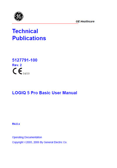 Инструкция пользователя, User manual на Диагностика-УЗИ Logiq 5 Pro Rev. 2