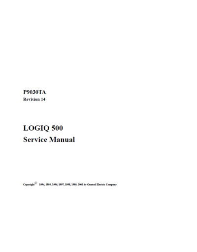 Сервисная инструкция Service manual на Logiq 500 Rev. 14 [General Electric]