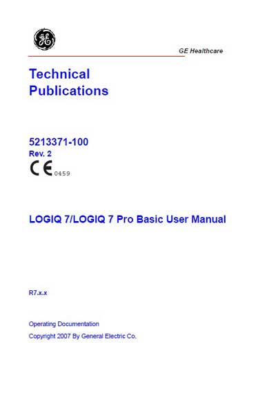 Инструкция пользователя, User manual на Диагностика-УЗИ Logiq 7/ 7 Pro Rev. 2