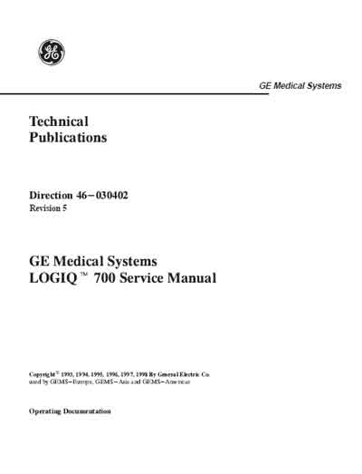 Сервисная инструкция Service manual на Logiq 700 Rev. 5 [General Electric]