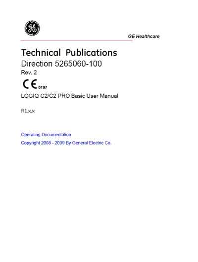 Инструкция пользователя, User manual на Диагностика-УЗИ Logiq C2/C2 Pro Rev. 2