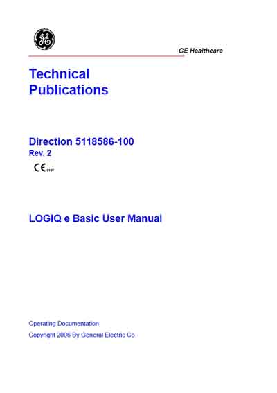 Инструкция пользователя, User manual на Диагностика-УЗИ Logiq e Rev. 2 Direction 5118586-100