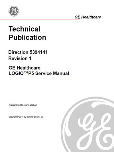 Сервисная инструкция, Service manual на Диагностика-УЗИ Logiq P5 Direction 5394141 Rev. 1