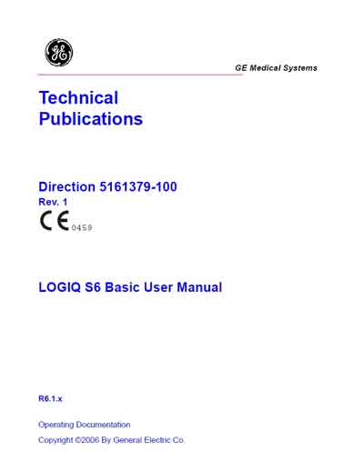 Инструкция пользователя User manual на Logiq S6 [General Electric]