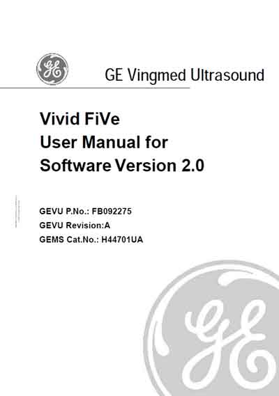Инструкция пользователя, User manual на Диагностика-УЗИ Vivid FiVe for Software Version 2.0