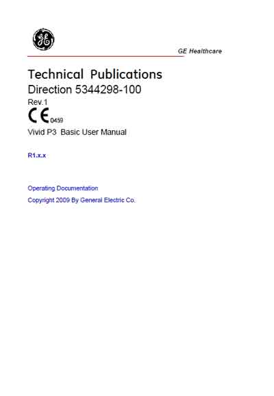 Инструкция пользователя User manual на Vivid P3 Rev 1 Direction 5344298-100 [General Electric]