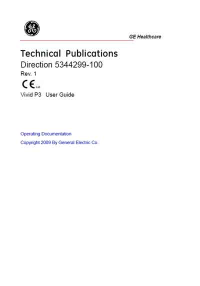 Инструкция пользователя User manual на Vivid P3 Rev 1 Direction 5344299-100 [General Electric]