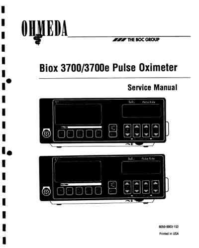 Сервисная инструкция, Service manual на Диагностика Пульсоксиметр 3700/3700e Biox