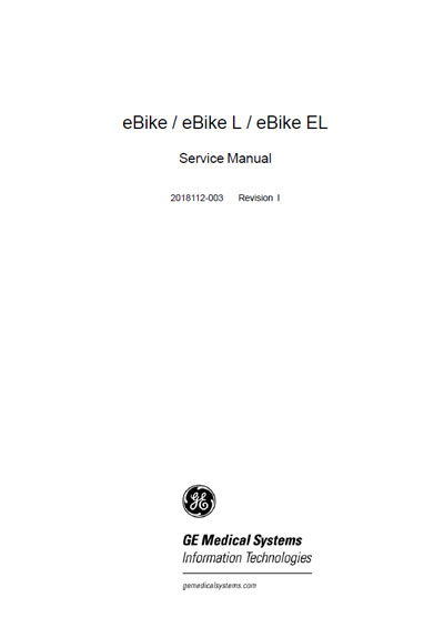 Сервисная инструкция Service manual на Велоэргометр eBike / eBike L / eBike EL - Rev I [General Electric]