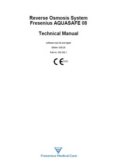 Техническая документация Technical Documentation/Manual на Система осмотическая Aquasafe 08 [Fresenius]