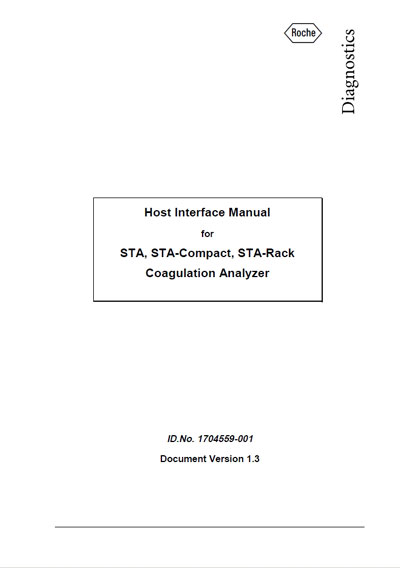 Техническая документация, Technical Documentation/Manual на Анализаторы-Коагулометр STA, STA-Compact, STA-Rack - Host Interface Manual