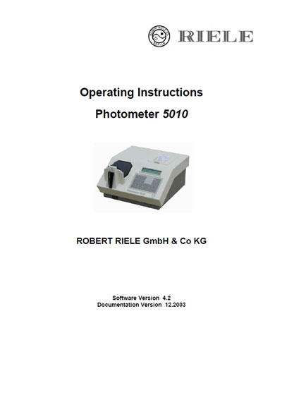 Инструкция по эксплуатации, Operation (Instruction) manual на Анализаторы-Фотометр 5010 Soft 4.2 12.2003