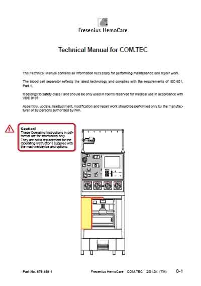 Техническая документация, Technical Documentation/Manual на Лаборатория Сепаратор клеток крови COM.TEC