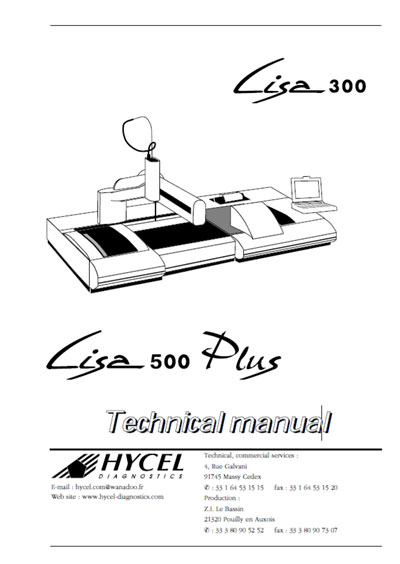 Техническая документация, Technical Documentation/Manual на Анализаторы Lisa 300, 500 Plus