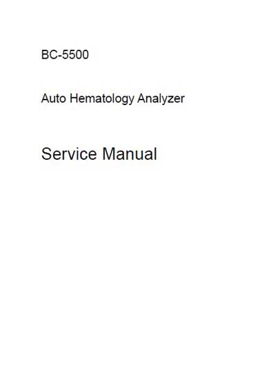 Сервисная инструкция, Service manual на Анализаторы BC-5500