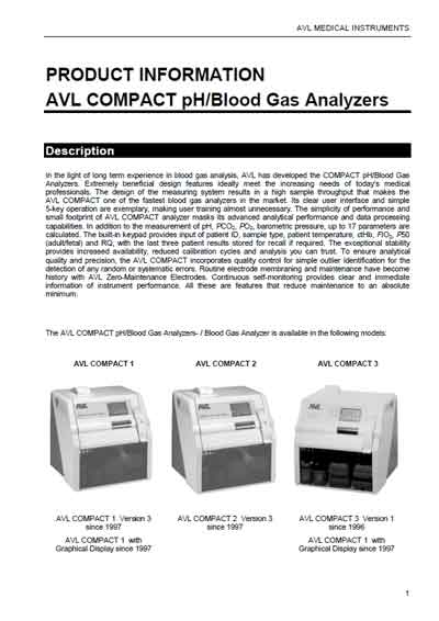 Технические характеристики Specifications на Compact 1,2,3 [AVL]