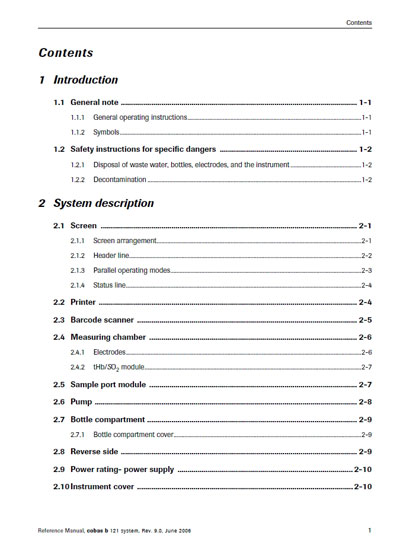 Справочные материалы Reference manual на Cobas b 121 - system [Roche]