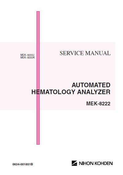 Сервисная инструкция, Service manual на Анализаторы MEK-8222
