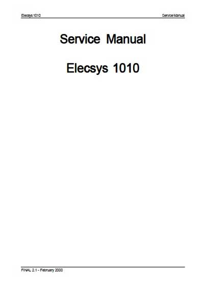 Сервисная инструкция, Service manual на Анализаторы Elecsys-1010