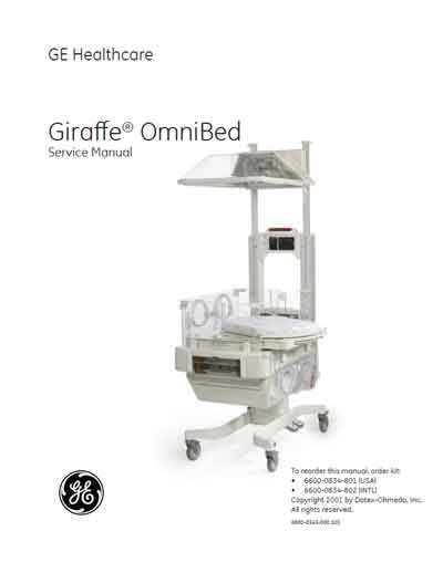 Сервисная инструкция, Service manual на Инкубатор Giraffe OmniBed (неонатальный)