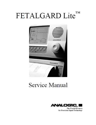 Сервисная инструкция, Service manual на Мониторы Fetalgard Lite (Analogic)