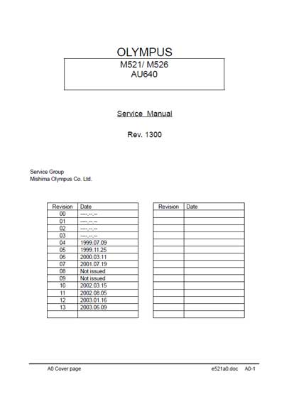 Сервисная инструкция Service manual на AU640 (M 521/526) [Olympus]