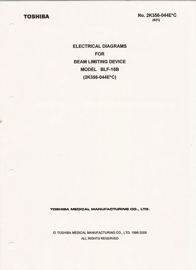 Схема электрическая Electric scheme (circuit) на Beam limiting device  Model BLF-15B Electrical diagrams [Toshiba]