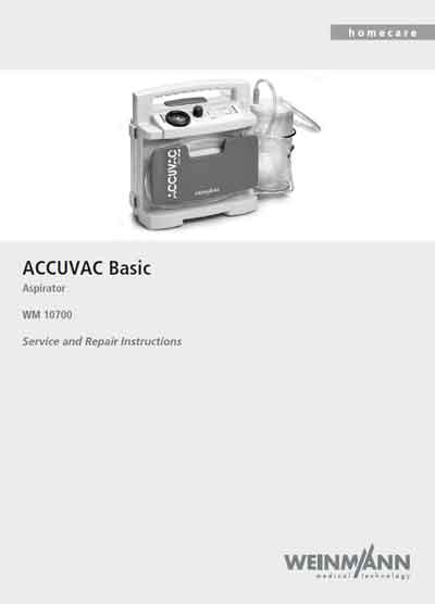 Сервисная инструкция, Service manual на ИВЛ-Анестезия Аспиратор Accuvac Basic