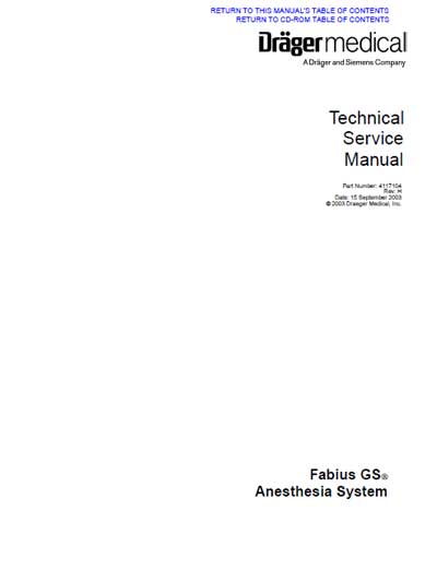 Сервисная инструкция, Service manual на ИВЛ-Анестезия Fabius GS Rev: H