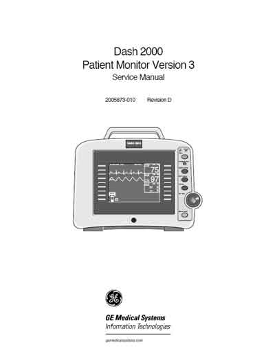 Сервисная инструкция Service manual на Dash 2000 Version 3 Revision D [General Electric]