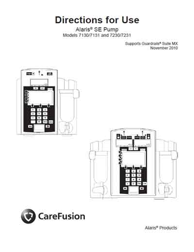Инструкция пользователя User manual на Инфузомат Alaris SE Models 7130/7131 and 7230/7231 [Care Fusion]
