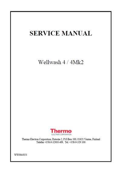 Сервисная инструкция Service manual на Промыватель микропланшет Wellwash 4, 4MK2 [Thermo]