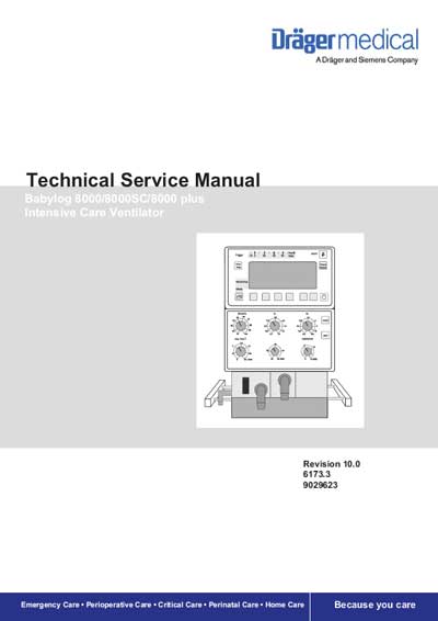 Сервисная инструкция Service manual на Babylog 8000, 8000SC, 8000 plus Rev. 10.0 [Drager]