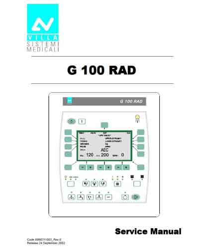 Сервисная инструкция, Service manual на Рентген-Генератор G 100 RAD
