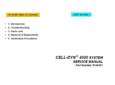 Сервисная инструкция, Service manual на Анализаторы Cell-Dyn 4000