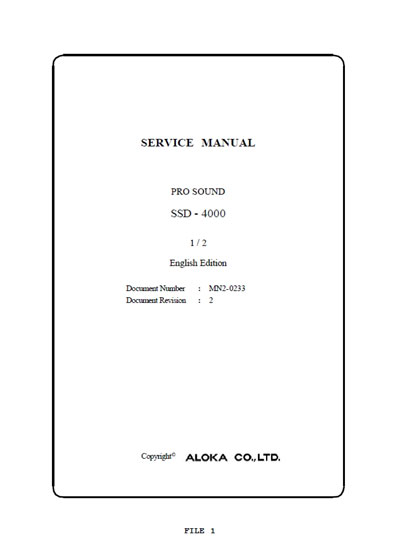 Сервисная инструкция Service manual на SSD-4000 [Aloka]