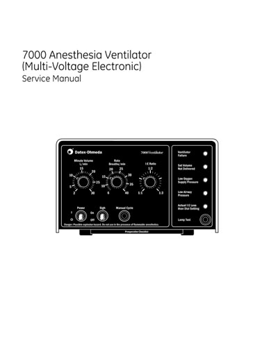 Сервисная инструкция, Service manual на ИВЛ-Анестезия 7000 Anesthesia Ventilator