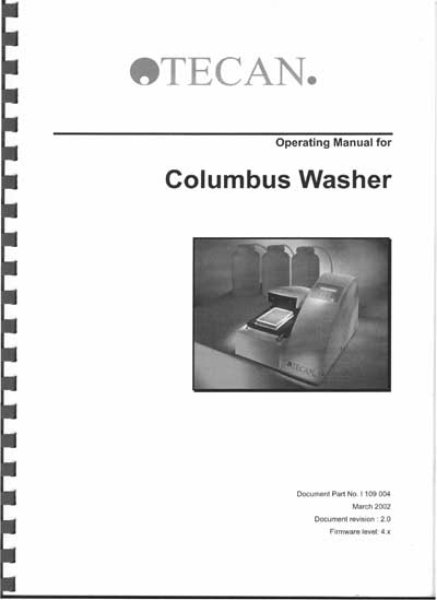 Инструкция оператора Operator manual на Промыватель микропланшет Columbus Washer [Tecan]
