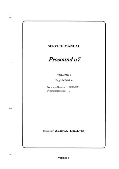 Сервисная инструкция, Service manual на Диагностика-УЗИ Prosound Alpha-7