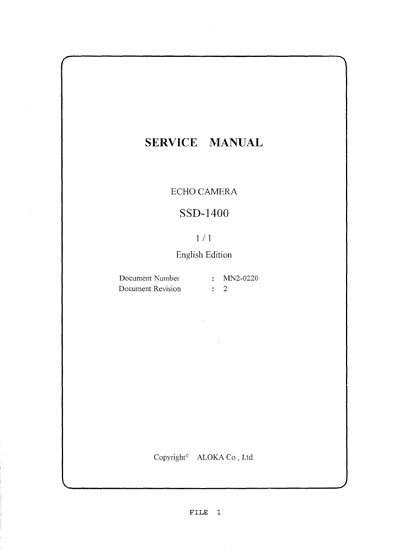 Сервисная инструкция Service manual на SSD-1400 [Aloka]