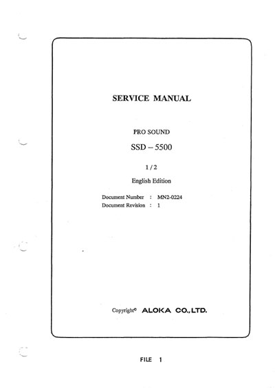 Сервисная инструкция, Service manual на Диагностика-УЗИ SSD-5500