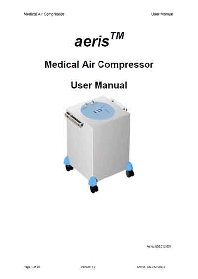 Инструкция пользователя User manual на Компрессор Aeris (Medical Air Compressor) [---]