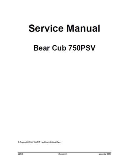 Сервисная инструкция, Service manual на ИВЛ-Анестезия BEAR CUB 750 psv