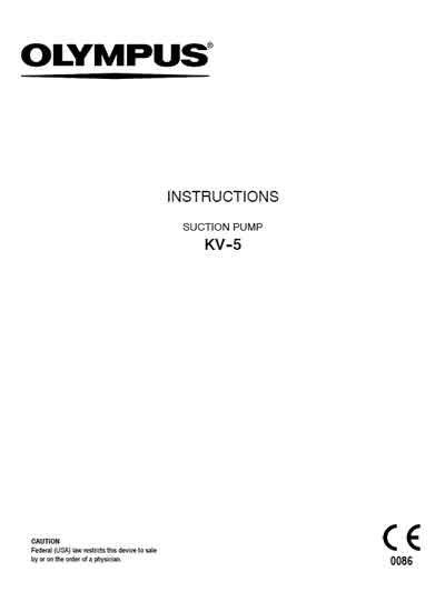 Инструкция пользователя User manual на Отсос эндоскопический KV-5 [Olympus]