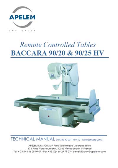 Техническая документация, Technical Documentation/Manual на Рентген Baccara 90/20 & 90/25 HV